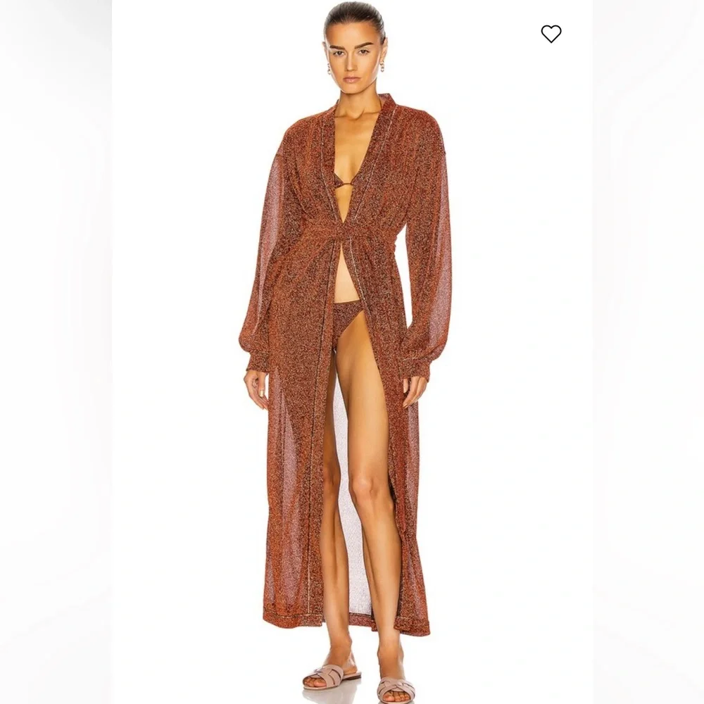 Oséree Lumiere Long Kaftan in Metallic Bronze